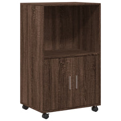 vidaXL Rolling Cabinet Brown Oak 55x40x91 cm Engineered Wood 2