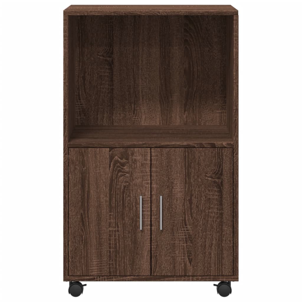 vidaXL Rolling Cabinet Brown Oak 55x40x91 cm Engineered Wood 4