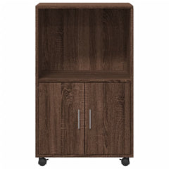 vidaXL Rolling Cabinet Brown Oak 55x40x91 cm Engineered Wood 4
