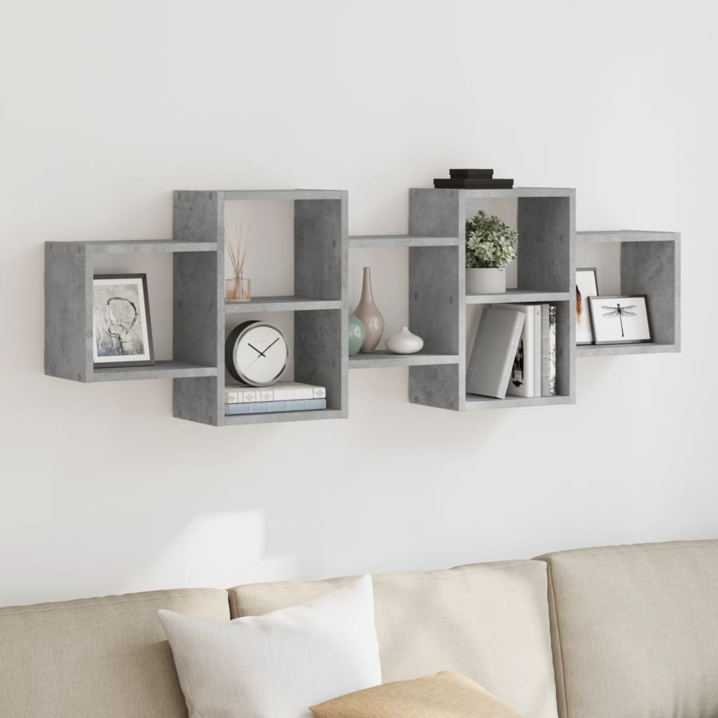 vidaXL Wall Shelf Concrete Grey 129x18x42 cm Engineered Wood 1