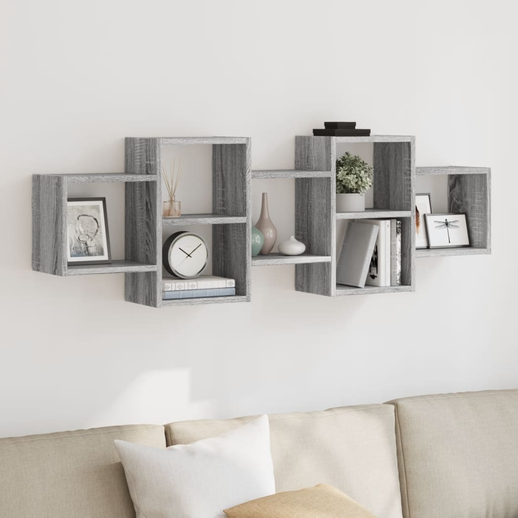 vidaXL Wall Shelf Grey Sonoma 129x18x42 cm Engineered Wood 1