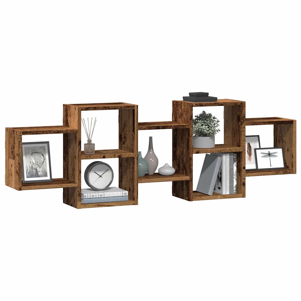 vidaXL Wall Shelf Old Wood 129x18x42 cm Engineered Wood 3