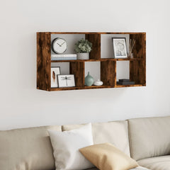 vidaXL Wall Shelf Smoked Oak 100x25x50 cm Engineered Wood 3