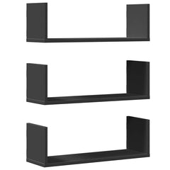 vidaXL Wall Shelves 3 pcs Black 58x18x18 cm Engineered Wood 2
