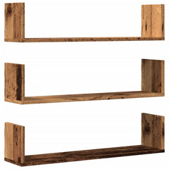 vidaXL Wall Shelves 3 pcs Old Wood 80x18x18 cm Engineered Wood 2