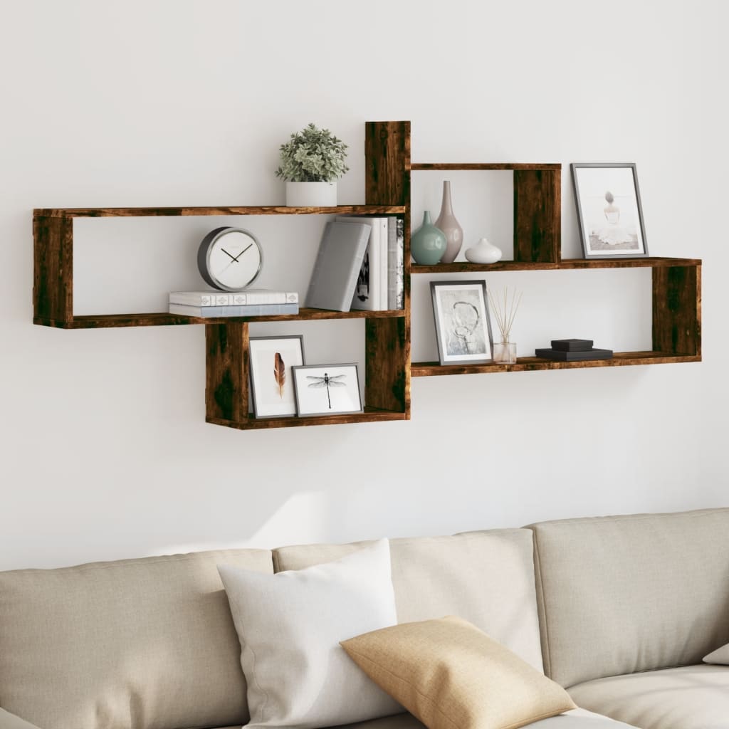 vidaXL Wall Shelf Smoked Oak 167.5x18x68 cm Engineered Wood 1