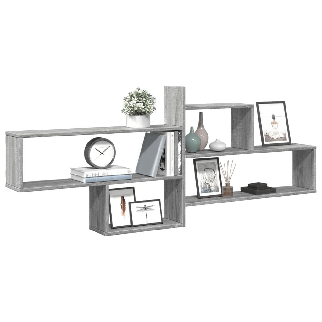 vidaXL Wall Shelf Grey Sonoma 167.5x18x68 cm Engineered Wood 3