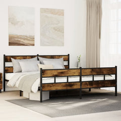 Metal Bed Frame without Mattress Smoked Oak Length Headboard Footboard