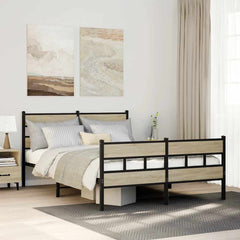 Metal Bed Frame without Mattress Sonoma Oak Length 200 cm with Headboard & Footboard 150 cm