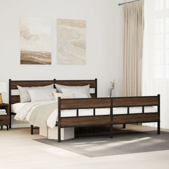 Bed Frame without Mattress Brown Oak Length 200 cm with Headboard & Footboard 180 cm