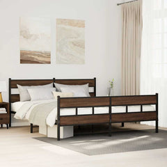 Bed Frame without Mattress Brown Oak Length 200 cm with Headboard & Footboard 200 cm