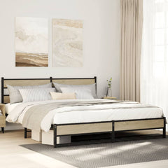 Metal Bed Frame without Mattress Sonoma Oak Length 200 cm with Headboard & Dual Low Footboard 200 cm