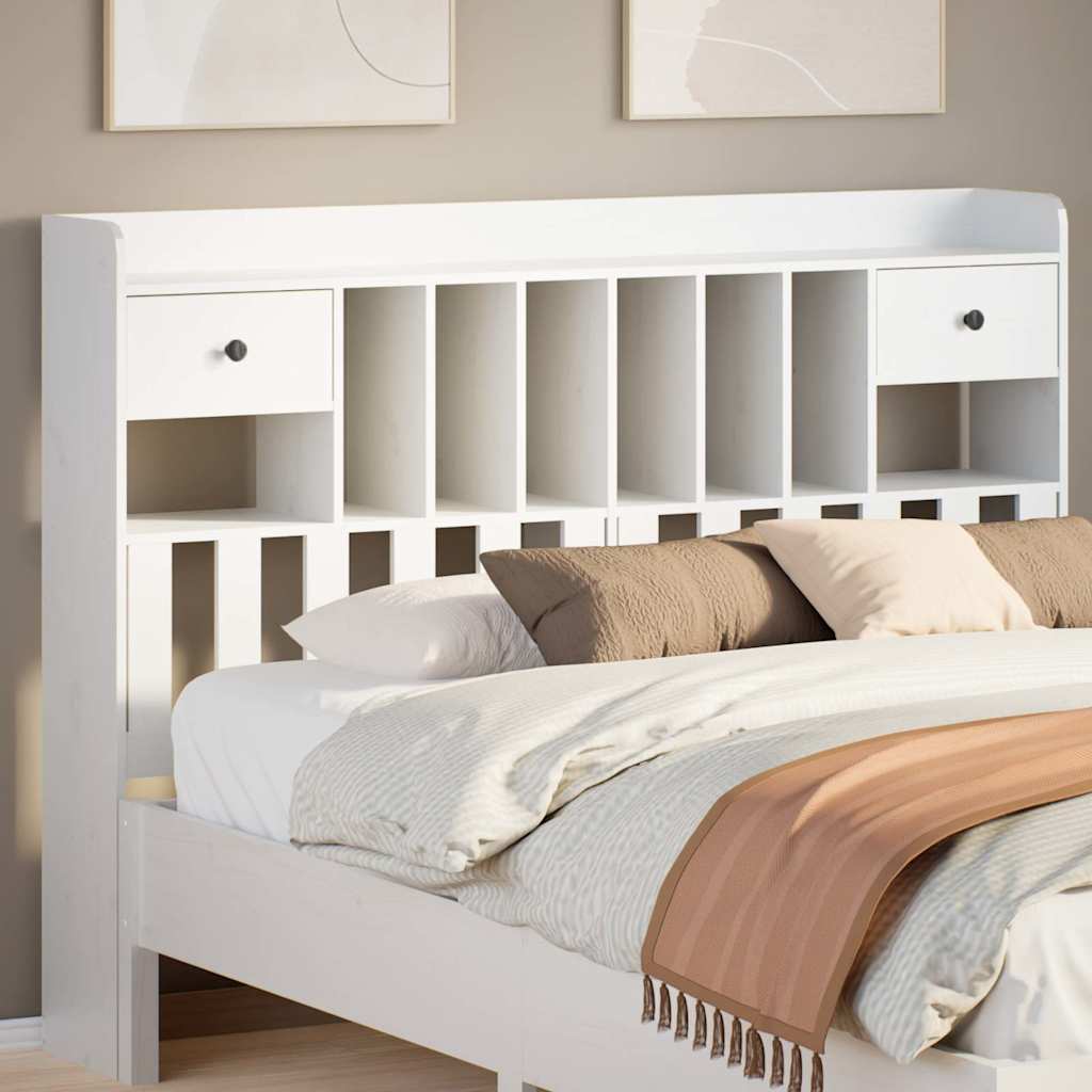 Headboard Storage Solid Wood Pine White