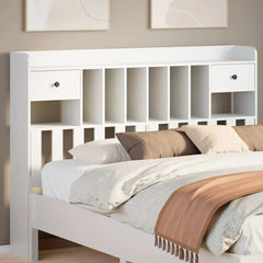 Headboard Storage Solid Wood Pine White
