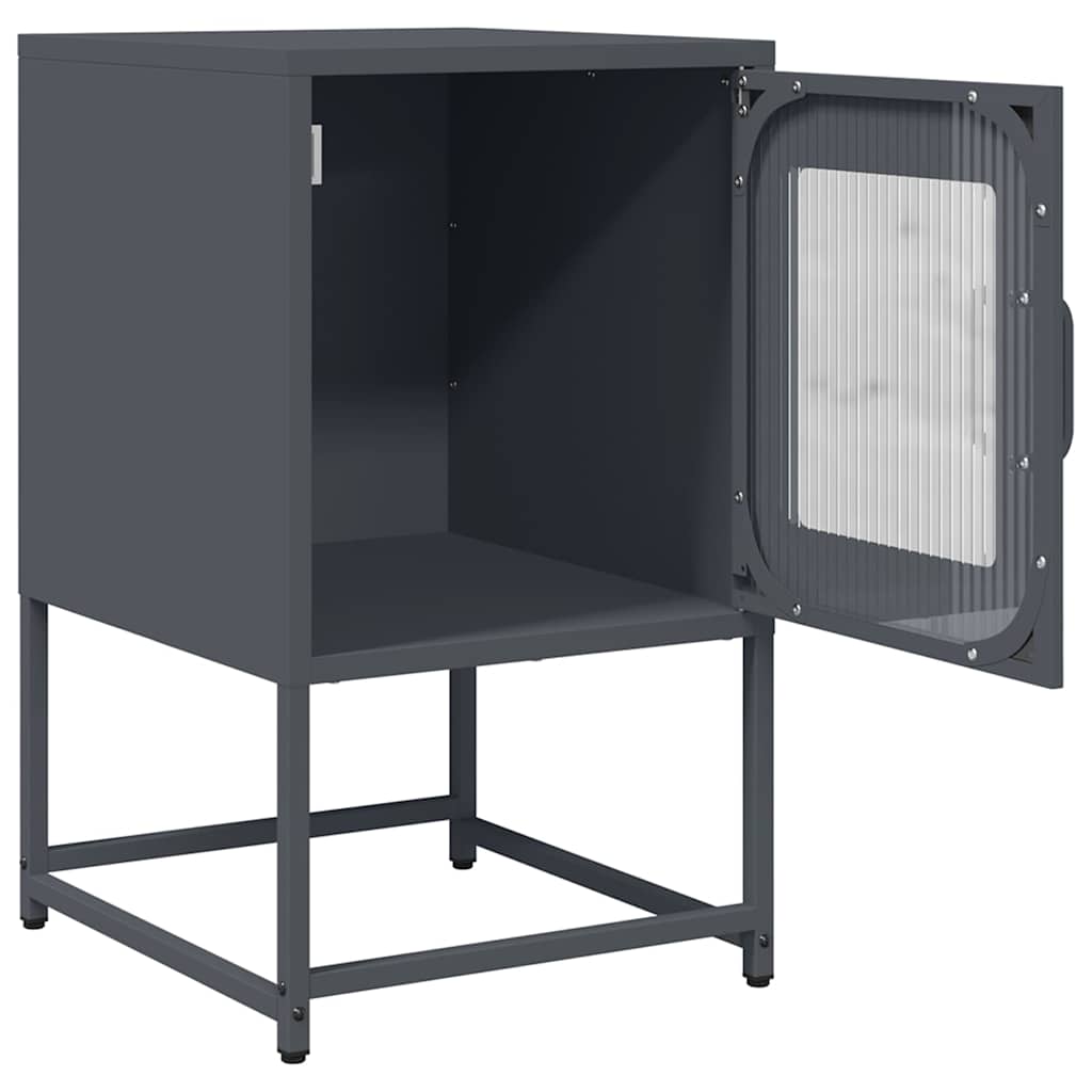 vidaXL Bedside Cabinet Anthracite 36x39x60.5 cm Cold-rolled Steel 4