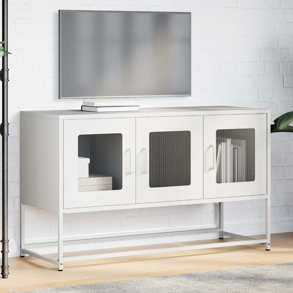 vidaXL TV Cabinet White 100.5x39x60.5 cm Cold-rolled Steel 3