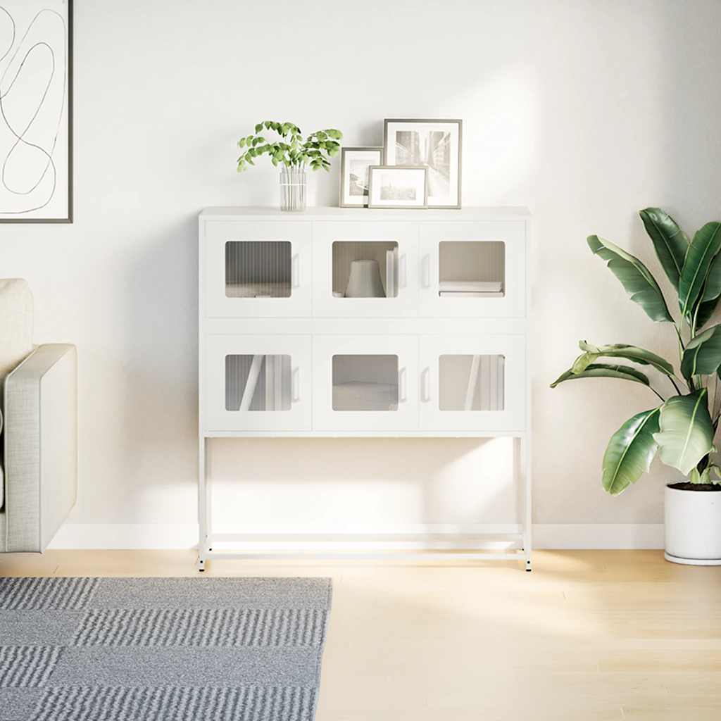 vidaXL Sideboard White 100.5x39x107 cm Cold-rolled Steel 4