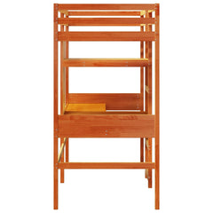 Loft Bed Frame without Mattress Solid Wood Pine Wax brown 80 x 200 cm