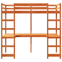 Loft Bed Frame without Mattress Wax Brown 75 cm 190 cm