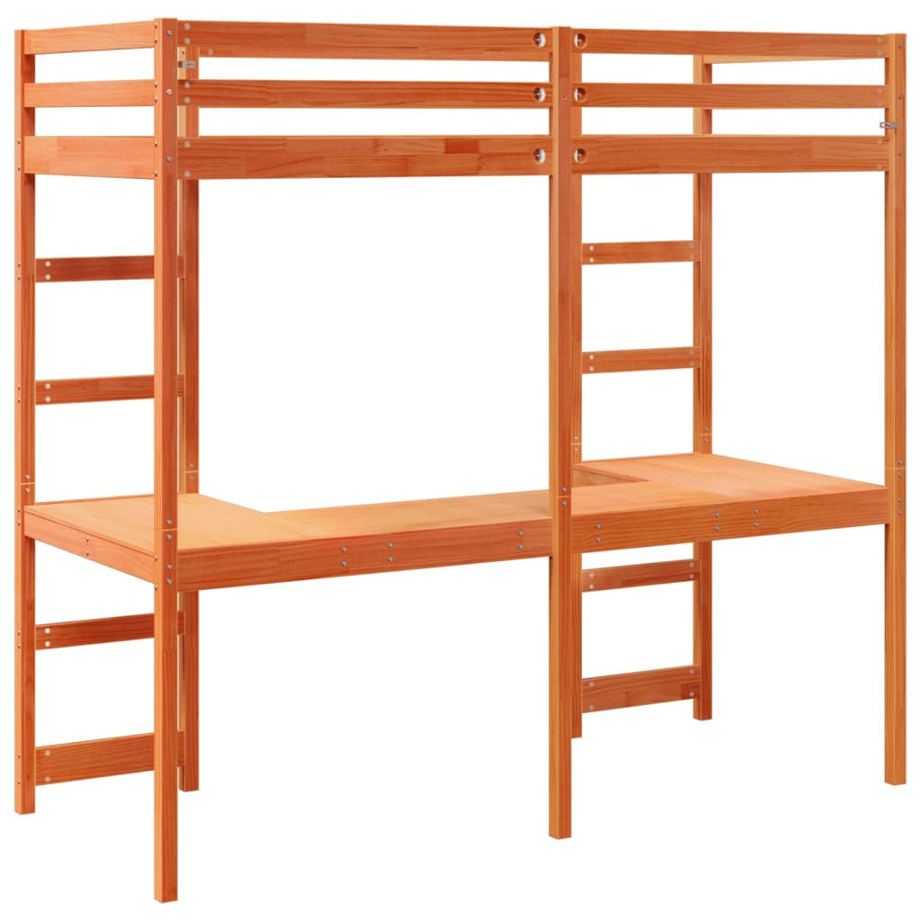 Loft Bed Frame without Mattress Wax Brown 75 cm 190 cm