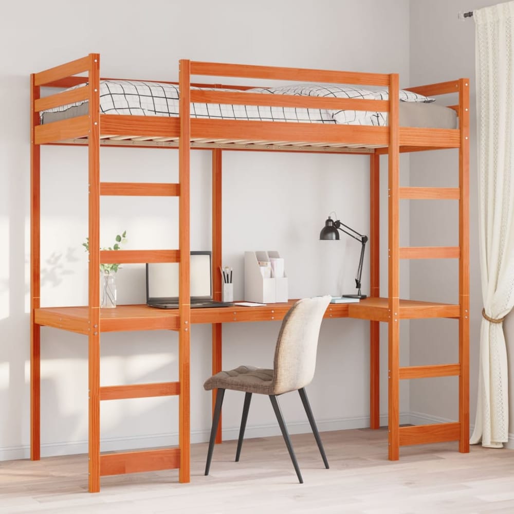 Loft Bed Frame without Mattress Wax Brown