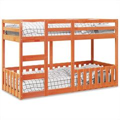 Bunk Bed Solid Wood Pine Wax brown 75 cm 190 cm