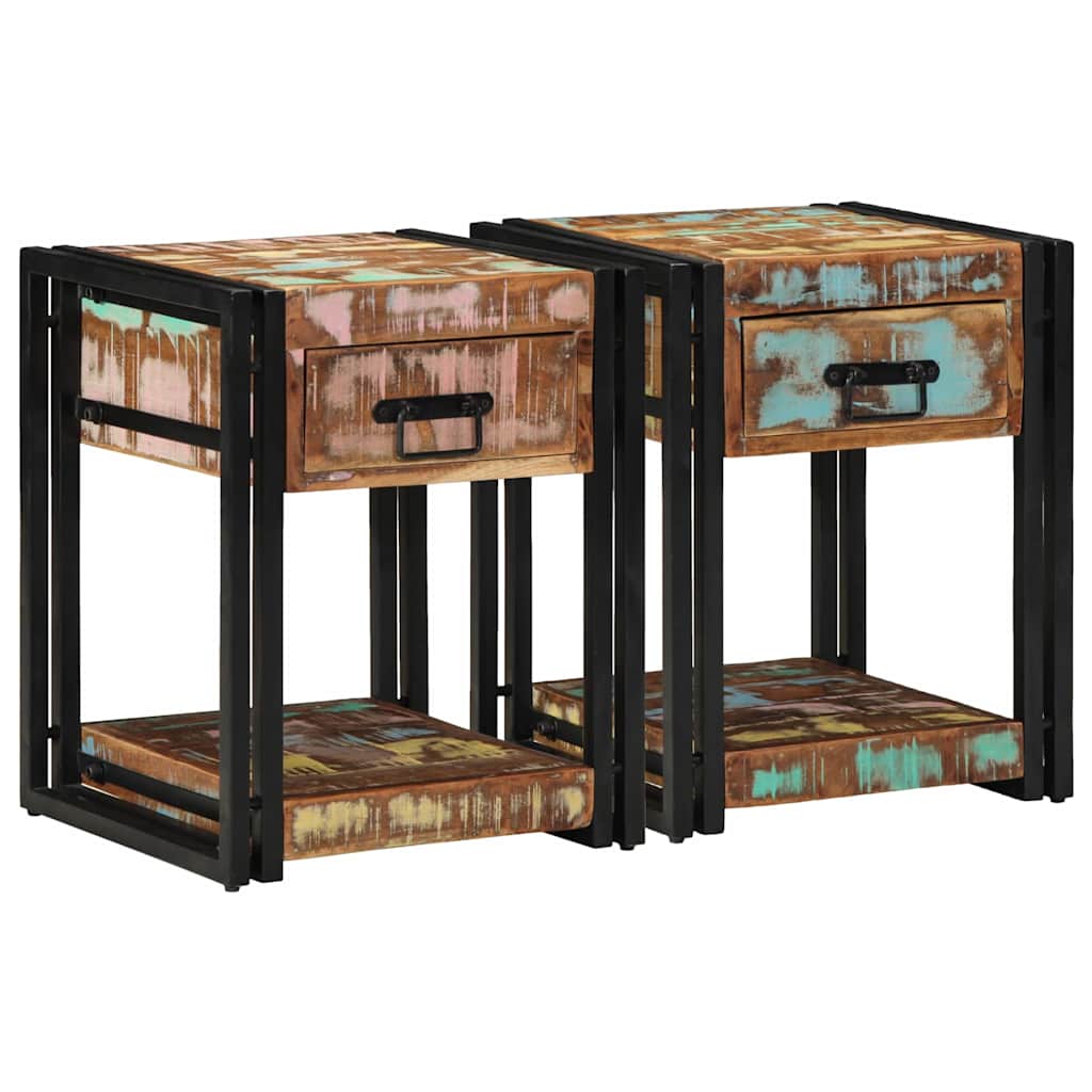 vidaXL Bedside Cabinet 2 pcs Multicolour 40 x 40 x 50 cm 1
