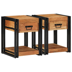 vidaXL Bedside Cabinet 2 pcs Brown 40 x 40 x 50 cm Solid Acacia Wood 5