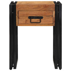 vidaXL End Table Brown and Black 40 x 40 x 50 cm Solid Acacia Wood 3