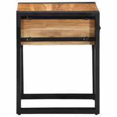 vidaXL End Table Brown and Black 40 x 40 x 50 cm Solid Acacia Wood 4