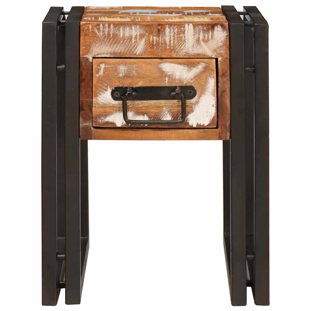 vidaXL End Table with Drawer 30 x 30 x 40 cm Solid Reclaim Wood 5