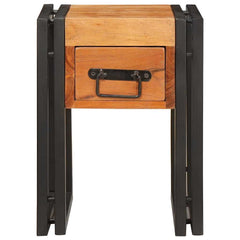vidaXL End Table Brown and Black 30 x 30 x 40 cm Solid Acacia Wood 5
