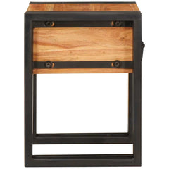 vidaXL End Table Brown and Black 30 x 30 x 40 cm Solid Acacia Wood 6