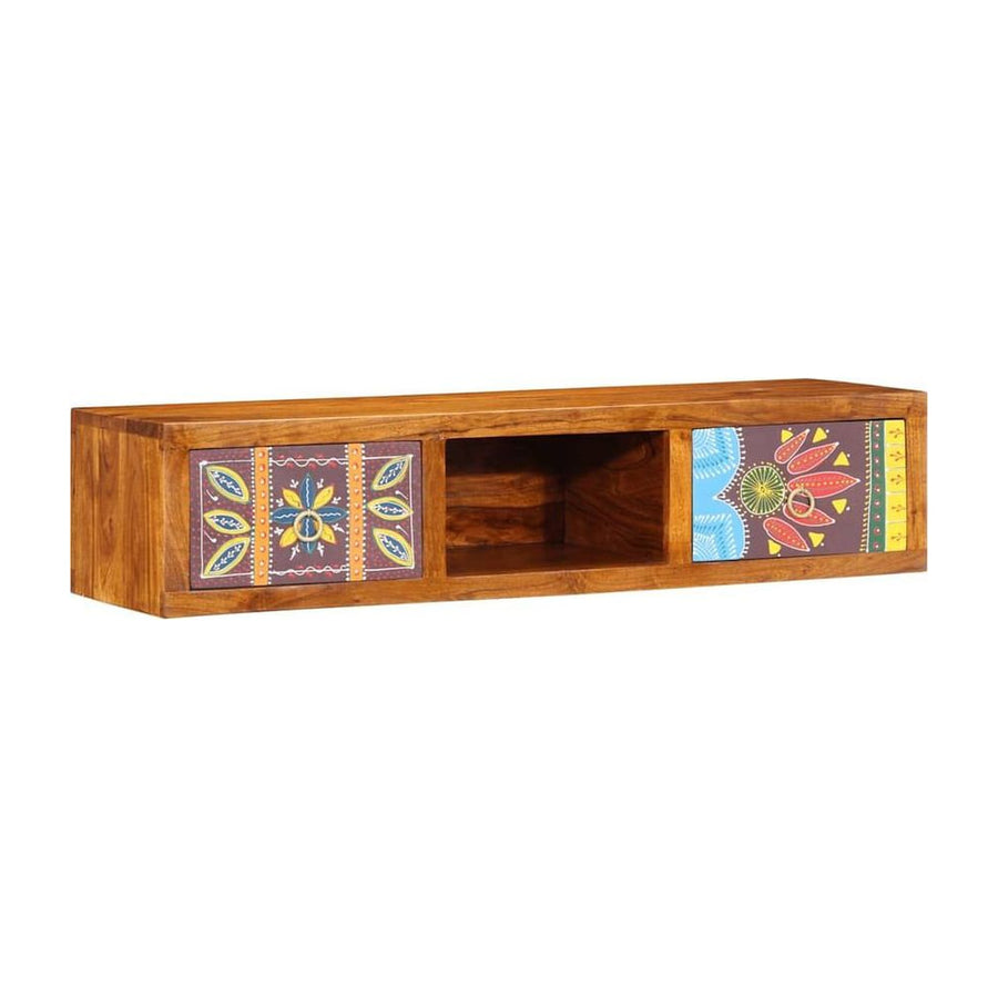 Wall-mounted TV Cabinet Multicolour 100x30x22 Solid Wood Acacia