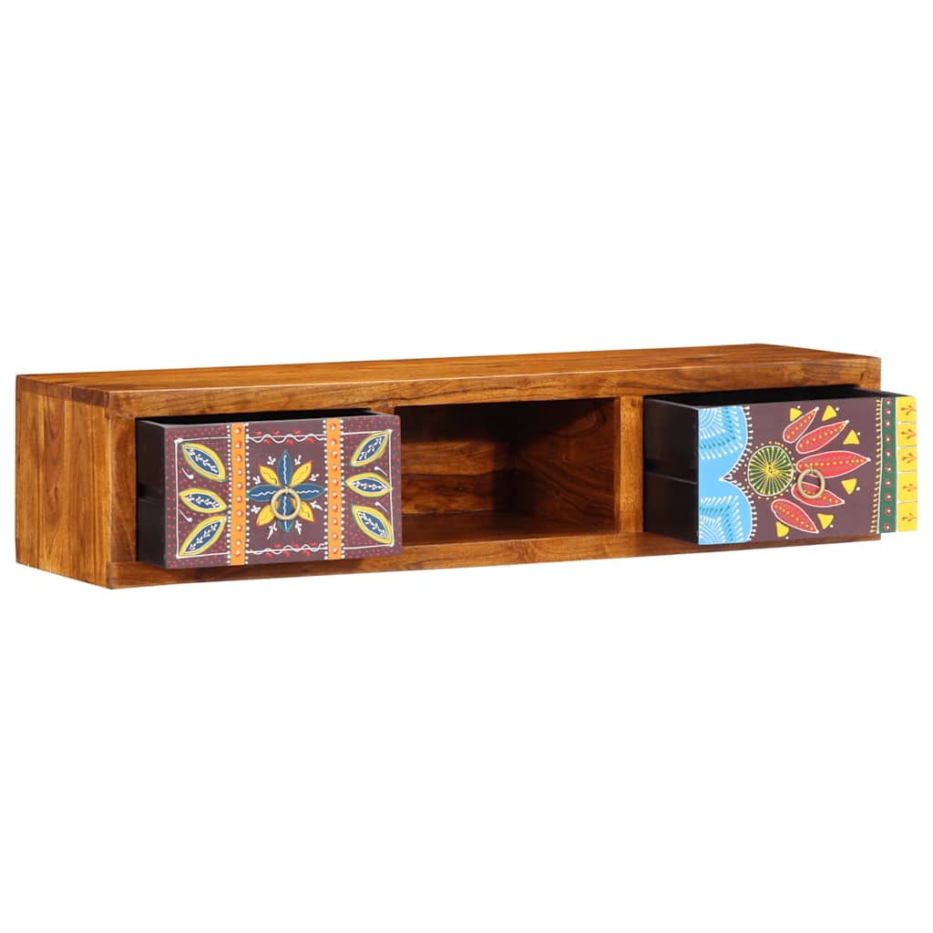 Wall-mounted TV Cabinet Multicolour 100x30x22 Solid Wood Acacia, image 4