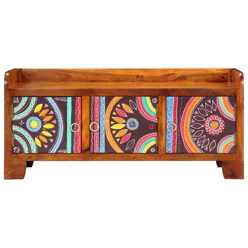vidaXL Shoe Cabinet Multicolour 90 x 35 x 40 cm Solid Acacia Wood 4
