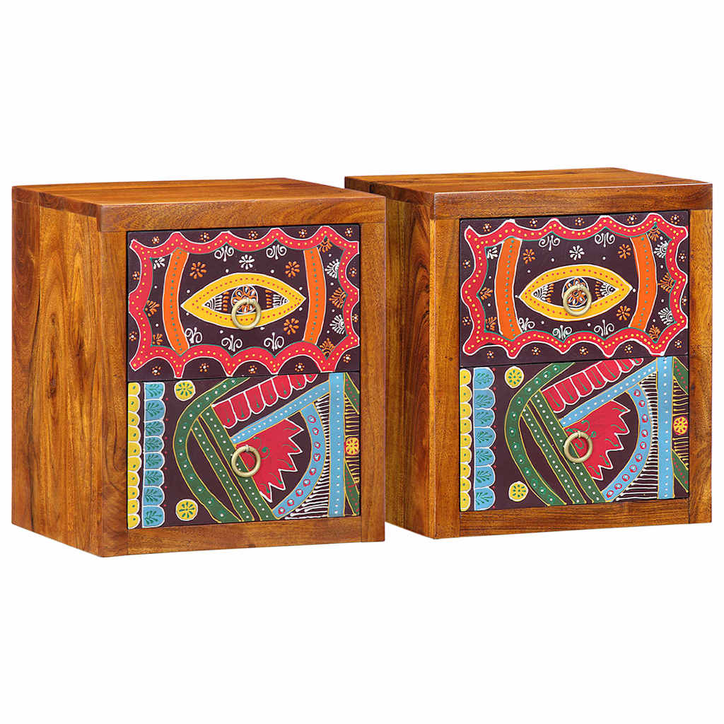 vidaXL Bedside Cabinet 2 pcs Brown 35 x 30 x 40 cm Solid Acacia Wood 1