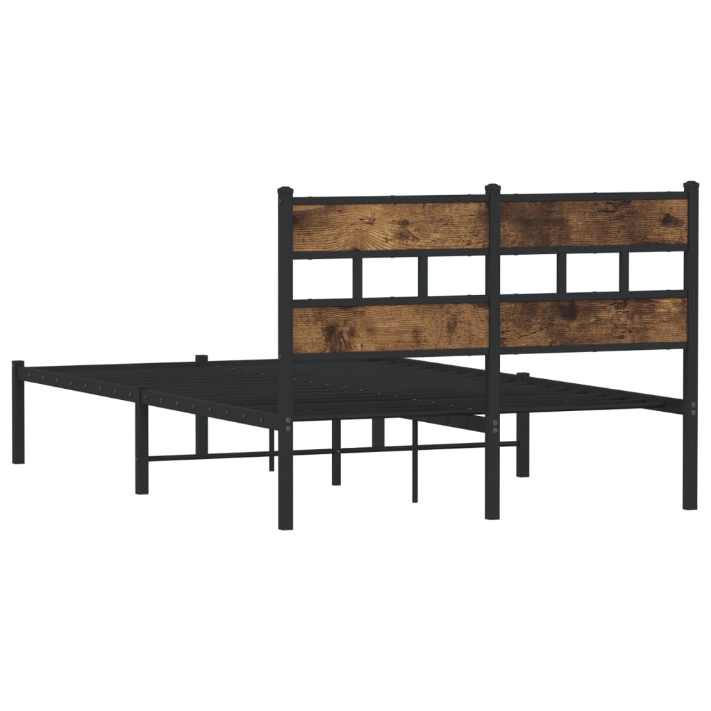 Metal Bed Frame without Mattress Smoked Oak Length 190 cm with Headboard 120 cm