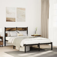 Metal Bed Frame without Mattress Smoked Oak Length 190 cm with Headboard 120 cm