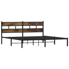 Metal Bed Frame without Mattress 183x213 cm Smoked Oak With headboard