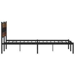 Metal Bed Frame without Mattress 183x213 cm Smoked Oak With headboard