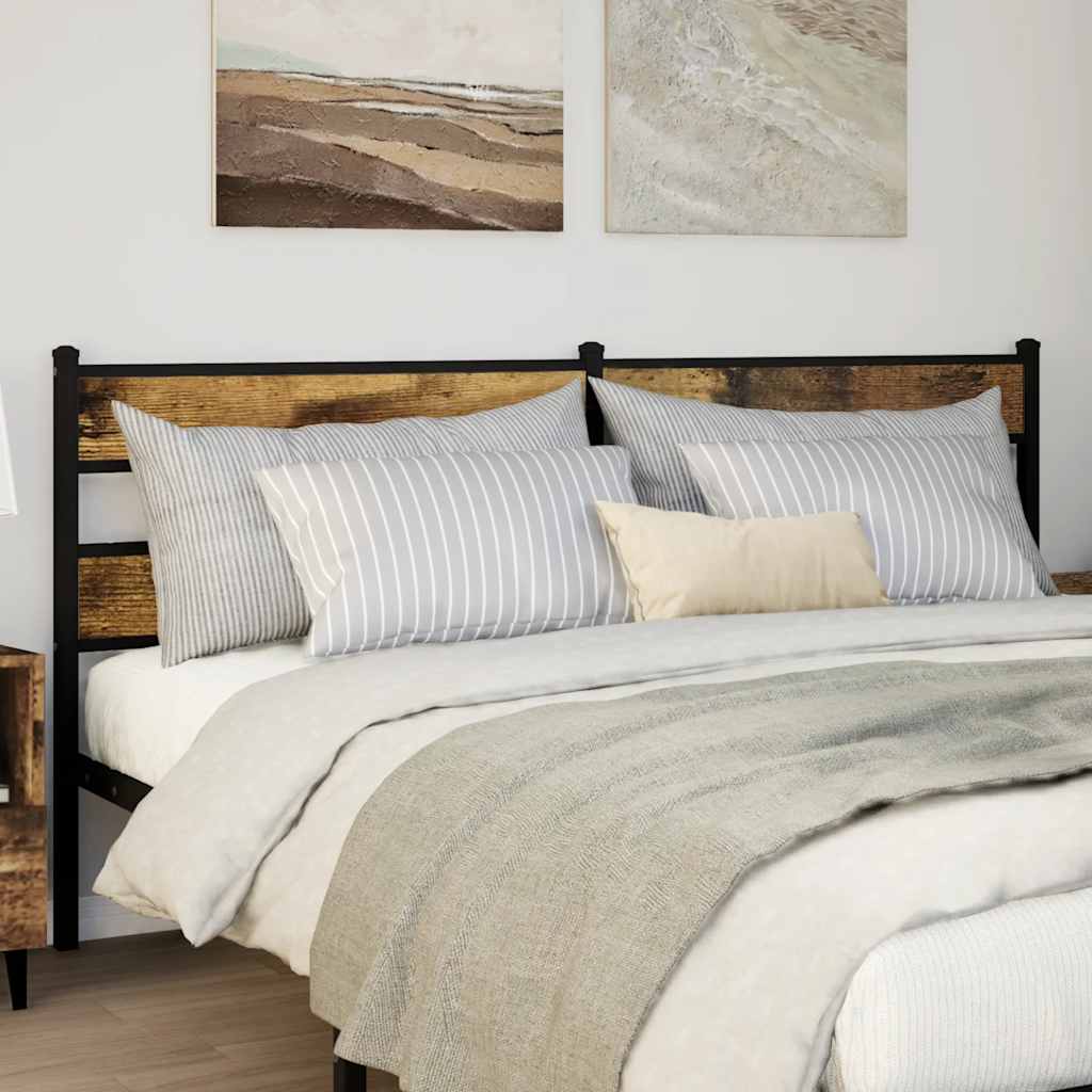 Replace Headboard Iron and Engineered Wood Smoked oak 180 cm