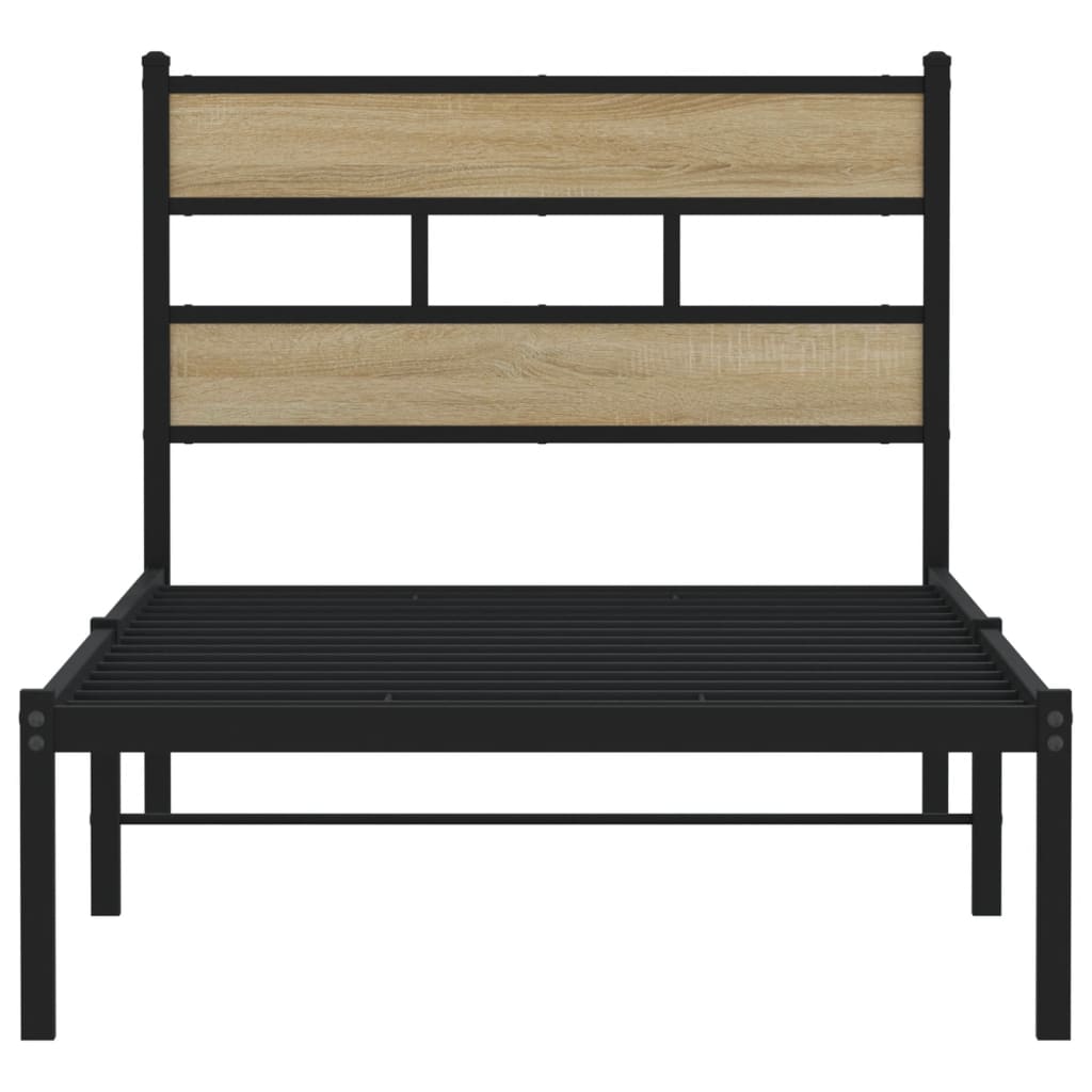 vidaXL Metal Bed Frame without Mattress Sonoma Oak 75x190 cm Small Single 4