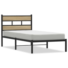 vidaXL Metal Bed Frame without Mattress Sonoma Oak 90x190 cm Single 2