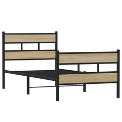 vidaXL Metal Bed Frame without Mattress Sonoma Oak 75x190 cm Small Single 3