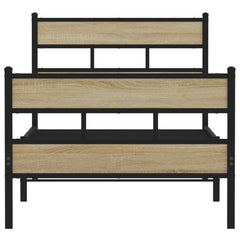 vidaXL Metal Bed Frame without Mattress Sonoma Oak 75x190 cm Small Single 4