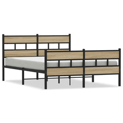 Metal Bed Frame without Mattress Sonoma Oak Length 200 cm with Headboard & Footboard 140 cm