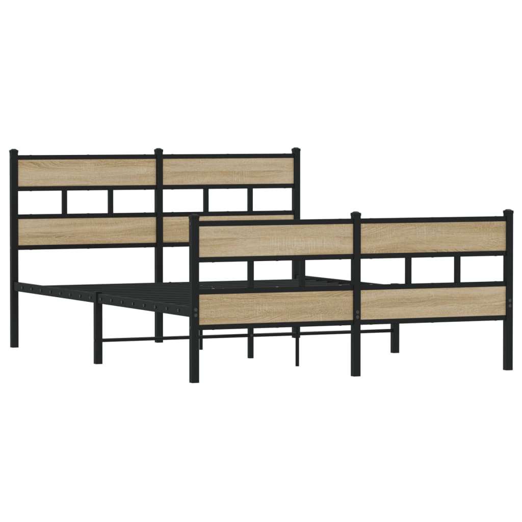 Metal Bed Frame without Mattress Sonoma Oak Length 200 cm with Headboard & Footboard 140 cm