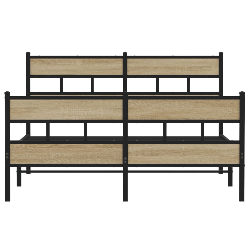 Metal Bed Frame without Mattress Sonoma Oak Length 200 cm with Headboard & Footboard 140 cm