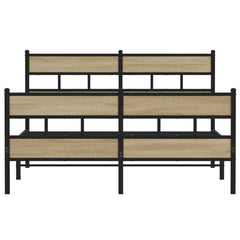 Metal Bed Frame without Mattress Sonoma Oak Length 200 cm with Headboard & Footboard 140 cm